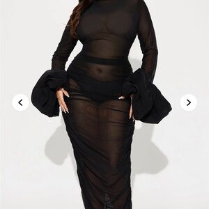 Fashion Nova Black Sheer Maxi Dress